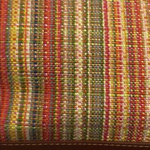 Brown Etienne Aigner Leather & Multi Color Woven Satchel Purse - Picture 5 of 5